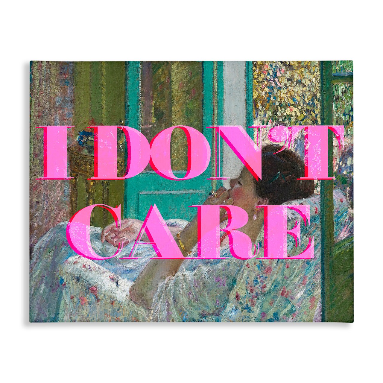 Stupell Industries I Don't Care over Classic Painting Canvas, design by Lil' Rue